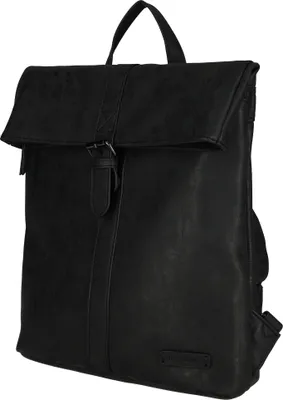Produktbild von Großer Damen Herren Roll up Rucksack Plane Tasche Fahrradrucksack Kurier leder Optik Rollup Bag Schwarz