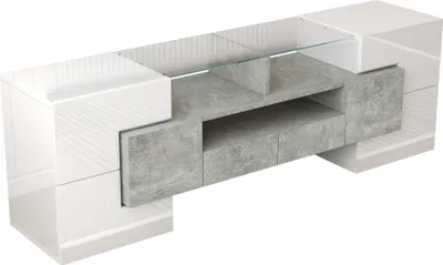 Produktbild von okwish TV-Schrank Sideboard Vitrine Lowboard Schrank mit Stauraum&LED-Beleuchtung,modernes Design, Glasoberfläche,145 cm,Weiß