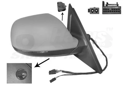 Produktbild von VAN WEZEL 0380828 Außenspiegel Seitenspiegel Rechts für AUDI Q5 (8RB) Konvex Beheizt mit Memory Grundiert