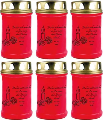 Produktbild von Grabkerze Rot 6er Pack, Brenndauer: 48 Stunden ( je Kerze ), Motiv: Kerze