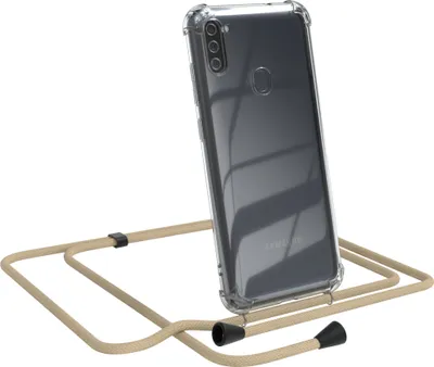 Produktbild von EAZY CASE Handykette kompatibel mit Samsung Galaxy M11, Handyhülle mit Umhängeband, Handykordel, Schutzhülle Clear, Band in Blau