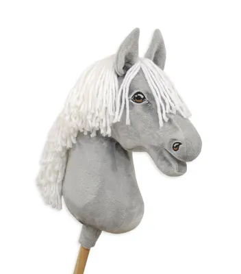 Produktbild von Hobbypferd Großes Premium Steckenpferd - Grau mit weißer Mähne A3