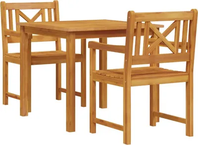 Produktbild von "im Sonderangebot" Garten Essgruppe - elegantes Design - Sitzgruppe/Tisch+ Stuhl - 3 pcs Braun Massivholz Akazie - Terassenmöbel DEMöbel715132