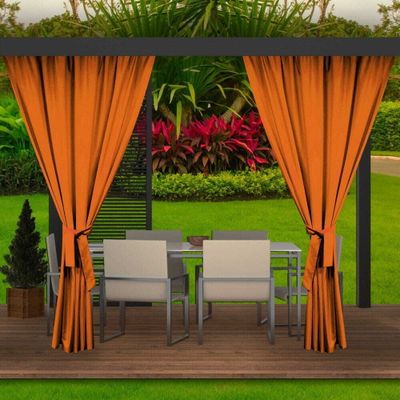 Zasłony ogrodowe 155x220cm pomarańczowa 2 szt | zasłony do ogrodu | zasłony zewnętrzne wodoodporne | zasłony na taras balkon | zasłony na zewnątrz