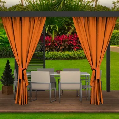 Zdjęcie produktu dla Zasłony ogrodowe 155x200cm pomarańczowa 2 szt | zasłony zewnętrzne wodoodporne | zasłony na zewnątrz | zasłony na taras balkon | zasłony do ogrodu