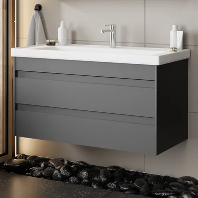 Produktbild von Waschtisch Set Lara | Waschbecken mit Unterschrank 100 cm | Badmöbelunterschrank
