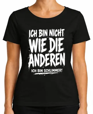 Produktbild von Ich bin nicht wie die anderen Ich bin Statement Sarkasmus Ironie Damen T-Shirt, Schwarz, XL