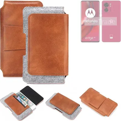 Produktbild von K-S-Trade Handyhülle Schutzhülle kompatibel mit Motorola Edge 40 Gürteltasche Holster Gürtel Tasche Smartphone Tasche Handy Hülle Polyurethan+ Filz,