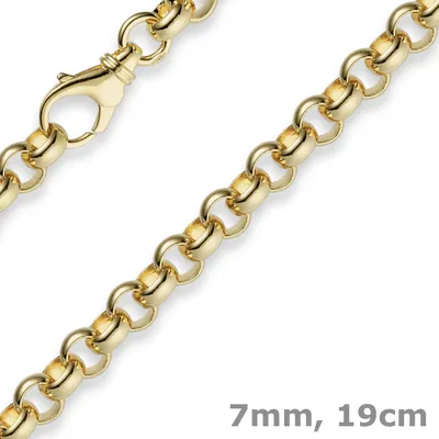 Produktbild von 7mm Armband Armkette Erbskette aus 750 Gold Gelbgold 19cm Uni Goldarmband