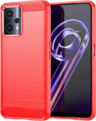 Produktbild von Realme 9 Pro Hülle, Carbon-Faser TPU Silikon Stoßfest Schutzhülle für Realme 9 Pro Rot