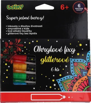 Immagine prodotto di Pennarelli acrilici glitterati 6 pezzi