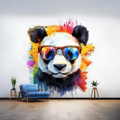 bunter Panda mit Sonnenbrille – Decords Wandtattoo, Produktansicht 1