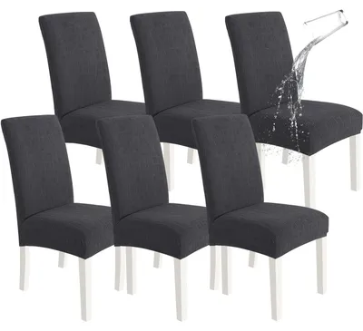 Imagen del producto de Fundas elásticas para sillas, 6 unidades, color gris oscuro