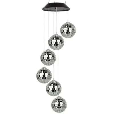 Produktbild von Solar Windspiel Lampe mit Spiegelkugel LED, 6 Lichter,wasserdicht, automatische Nachtbeleuchtung, Garten Deko, energieeffizient und dekorativ