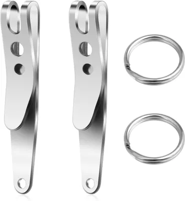 Produktbild von 2 Stück Schlüsselhalter mit Schlüsselanhänger Edelstahl Taschenclip Outdoor Gürtelclip Mehrzwecker Taktische Clip Keyring Aufhängetaschenclip für Schlüsseln Taschenlampen Täglichen Gebrauch