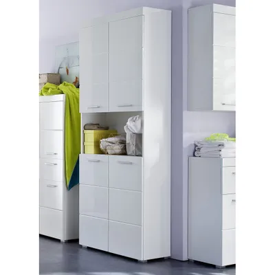 Produktbild von Mehrzweckschrank Badezimmer ALTENA-19 in Weiß Hochglanz, B/H/T: ca. 73/190/31 cm