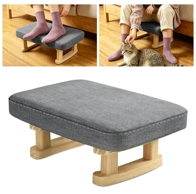 Productafbeelding van Solidchoice - Multifunctionele Voetkruk met Houten Poten