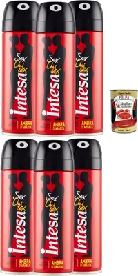 Produktbild von Intesa Deodorante Sex Unisex Ambra d'Arabia - italian Deodorant Deo Spray, 6x 125ml + Italian Gourmet polpa 400g