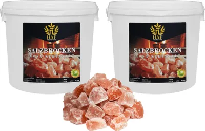 Produktbild von HAF Rosa Salzbrocken 10 kg | Grobe Steinsalz Brocken ohne Zusätze und naturbelassen aus der Salt Range in Pakistan | Salzsteine | Solebrocken