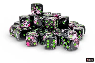 Obrázok produktu pre Sada kociek Chessex, zelené, paintballové, D6, 12 mm – 36 ks