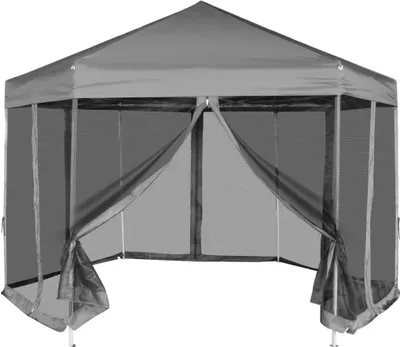 Immagine prodotto di Vidaxl Partytent Pop-up Esagonale con 6 pareti laterali 3,6x3,1 m Grigio