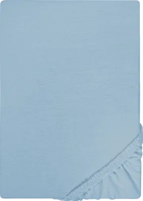 Produktbild von Castell Jersey Spannbettlaken Stretch 100% Baumwolle Spannbetttuch Rundumgummi waschbar pflegeleicht hochwertig strapazierfähig 180x200 cm Blau