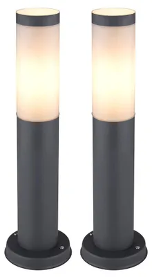 Produktbild von 2er Set RGB LED Sockelleuchte, Edelstahl anthrazit, H 45 cm