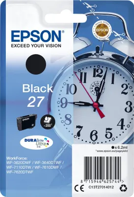 Zdjęcie produktu dla Epson 27 - 6,2 ml - Schwarz - Oryginalny - Tintenpatrone - do WorkForce WF-3620, WF-3640, WF-7110, WF-7210, WF-7610, WF-7620, WF-7710, WF-7715, WF-7720