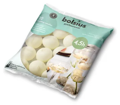 Produktbild von Bolsius BAG Schwimmkerzen 4,5h 20 Stück ecru