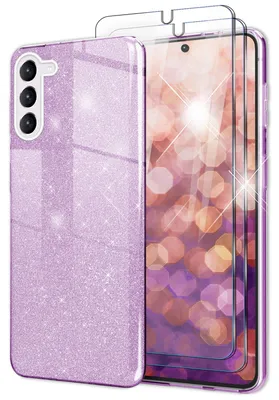 Zdjęcie produktu dla Hybrydowe etui z brokatem dla Samsung Galaxy S23 Plus, 2x szkło ochronne ekranu fioletowe