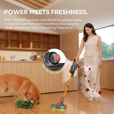 Produktbild von Kabelloser Staubsauger - EV7 Stabstaubsauger - 70 kPa Saugkraft - 550-W-Motor - 90 Min. Laufzeit - HEPA-Filter - Beutellos - Ladestation