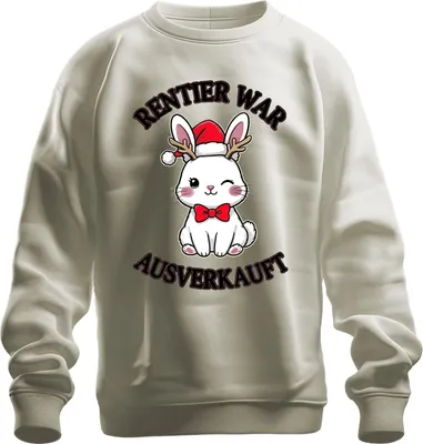 Produktbild von Rentier War t Weihnachtsgeschenk niedlicher Hase lustig Uni Sweatshirt Pullover, Natur, 3XL