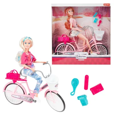 Productafbeelding van Modefiets speelgoedpop Lauren met accessoires - tienerpop
