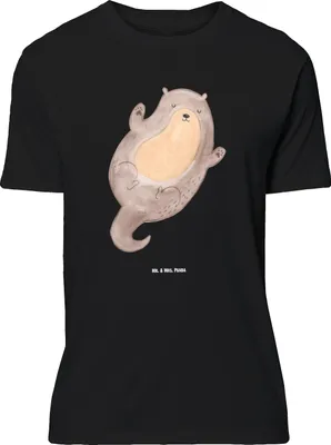 Produktbild von Mr. & Mrs. Panda Größe L T-Shirt Otter Umarmen - Schwarz - Geschenk, gut Gelaunt, Shirt, Tshirt, mit Spruch, glücklich, Seeotter See, Hallo, Optimistisch
