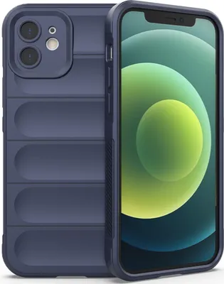 Produktbild von iPhone 12 Hülle, Weich TPU Silikon Stossfest Anti-rutsch Schutzhülle für iPhone 12 Dunkelblau