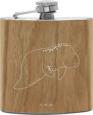 Produktbild von Mr. & Mrs. Panda feldflasche Seekuh Chillen - Transparent - Geschenk, Essen, Seekühe, taschenflasche, Hip Flask, Urlaub, Zucker, Schnaps Flachmann, Alkoholflasche