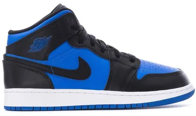 Image de Jordan 1 Mid Noir et Bleu Royal (taille enfant/adolescent) - Pointure européenne 38,5