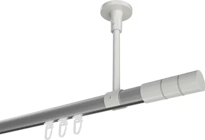 Produktbild von Interdeco Innenlaufstange / Gardinenstange mit Innenlauf Silbergrau / Weiß, Typ Sonette Elanto (Rillenzylinder) Deckenmontage, 20 mm Ø 1-läufig, 280 cm