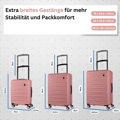 Produktbild von COCOONO® Emotion Koffer Set Frozen Pink - M, L, XL Premium Trolleys – Stilvoller Reisekoffer mit Rollen – TSA-Schloss - Hartschalenkoffer