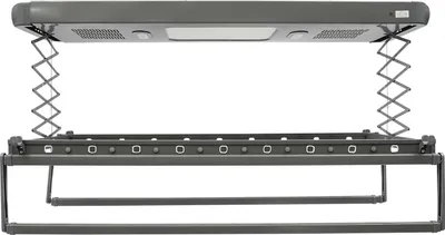 Obrázek produktu pro Elektrický sušák na prádlo – montáž na zeď a strop – výsuvný – dálkové ovládání, dosah 30–50 m – max. nosnost 35 kg – světle šedý