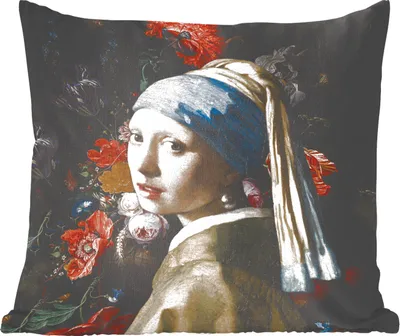 Produktbild von MuchoWow® Zierkissen Sofakissen Wohnzimmer Dekokissen 45x45 cm Das Mädchen mit dem Perlenohrring - Vermeer - Kunst - Schlafpolster - Polster für das Sofa