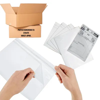 Obrázok produktu pre Dokumentové obálky, obálky pre kuriérsku zásielku formátu C5 (235x175 mm), samolepiace dokumentové obálky, 100 kusov, priehľadné samolepiace dokumentové obálky