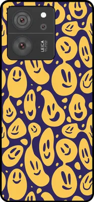 Produktbild von Smartphonica Handyhülle Geeignet für Xiaomi 13T / 13T Pro mit Smiley Druck - TPU zurück Abdeckung Fall Emoji Design - Lila Gelb