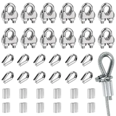 Drahtseilklemmen-Set, 12 Stück, M3, Edelstahl 304, mit Pressklemmen
