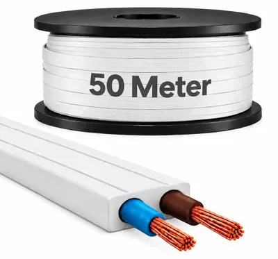 Produktbild von 50m Illu-Flachbandkabel H05RNH2-F 2x1,5mm² Weiß