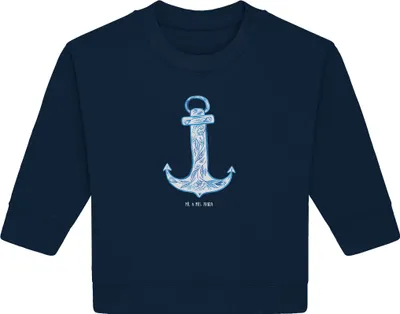 Produktbild von Mr. & Mrs. Panda Organic Baby Pullover Anker Blau 6. - 12. Monat - French Navy - Geschenk, Lustige Sprüche, Bullover