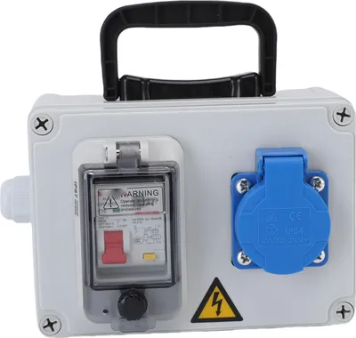Obrázek produktu pro Venkovní rozvodná skříň 175 × 125 × 75 mm, vodotěsná, s elektrickým jističem, přenosná rozvodná skříň pro staveniště, dílny a továrny