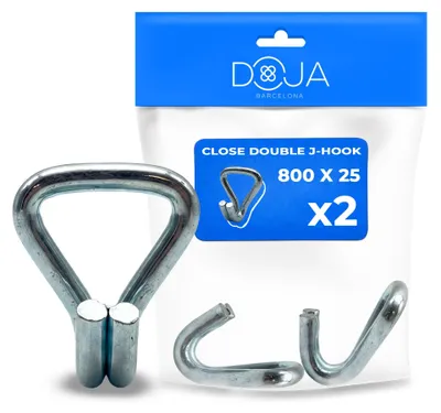 Stahl-J-Haken 2er-Pack 800x25 mm, verzinkt, korrosionsbeständig