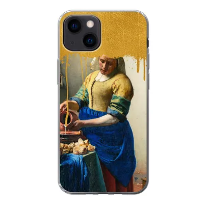 Produktbild von MuchoWow® Handyhülle Schutzhülle Hülle für iPhone 13 mini Milchmädchen - Gold - Alte Meister Silikon Softcase Handy Hülle - Softcase