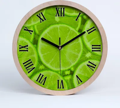 Produktbild von Holzuhr 20fi cm wanduhr - schwarze Spitzen - Limette